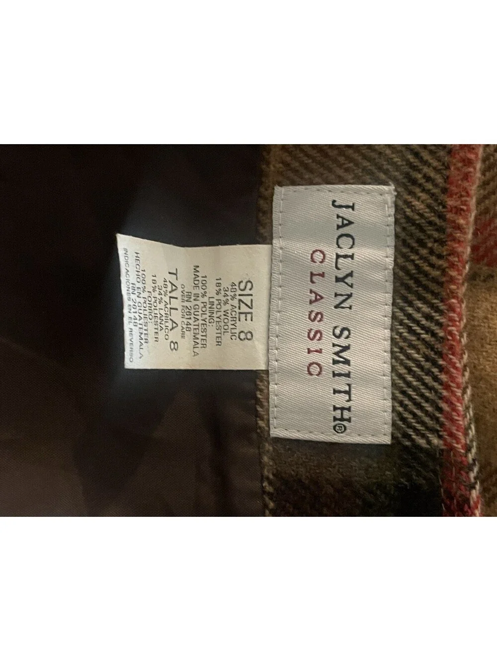 Jocylyn Smith Vintage Wool Plaid Fringe Skirt Size 8